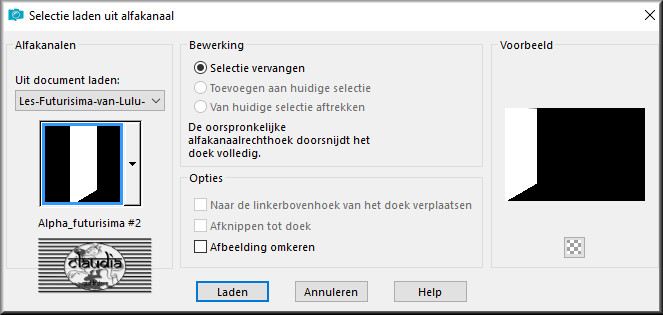 Selecties - Selectie laden/opslaan - Selectie laden uit alfakanaal : Alpha_Futurisima 2
