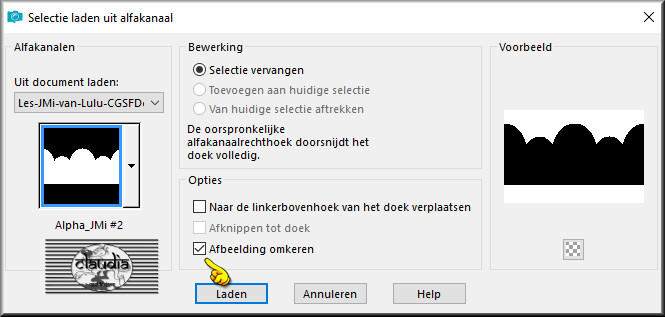 Selecties - Selectie laden/opslaan - Selectie laden uit alfakanaal : Alpha_JMi #2