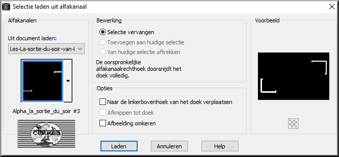 Selecties - Selectie laden/opslaan - Selectie laden uit alfakanaal : Alpha_la_sortie_du_soir #3