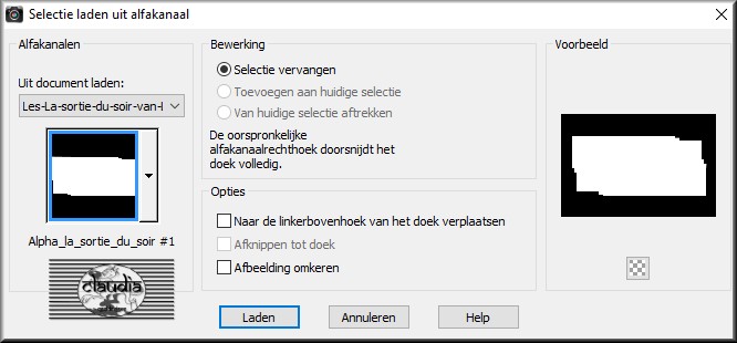 Selecties - Selectie laden/opslaan - Selectie laden uit alfakanaal : Alpha_la_sortie_du_soir #1