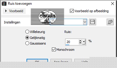 Aanpassen - Ruis toevoegen/verwijderen - Ruis toevoegen : (= grofkorreligheid)