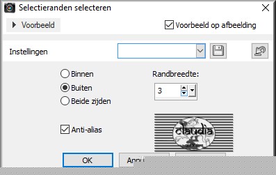 Selecties - Wijzigen - Selectieranden selecteren