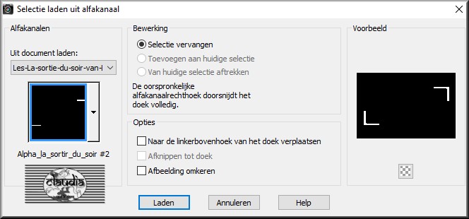 Selecties - Selectie laden/opslaan - Selectie laden uit alfakanaal : Alpha_la_sortie_du_soir #2