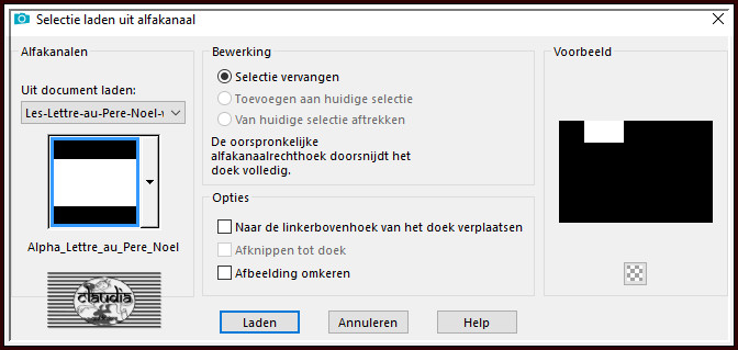 Selecties - Selectie laden/opslaan - Selectie laden uit alfkanaal : Alpha_lettre_au_pere_noel #1