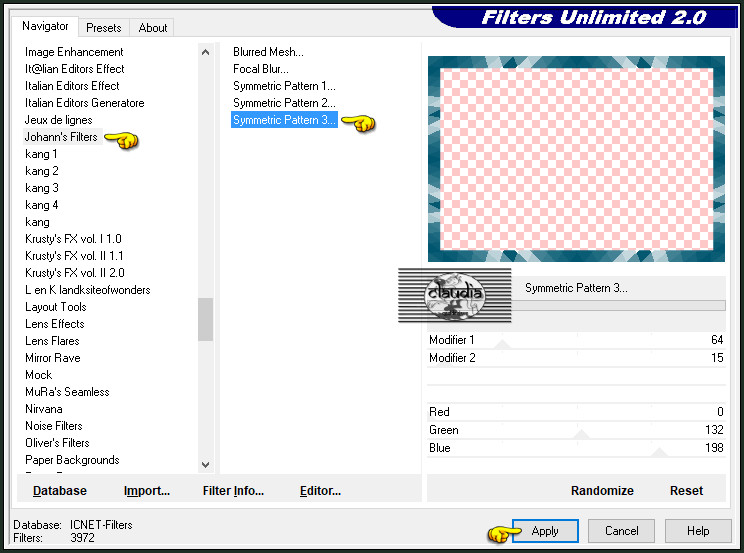 Effecten - Insteekfilters - <I.C.NET Software> - Filters Unlimited 2.0 - Johann's Filters - Symmetric Pattern 3
