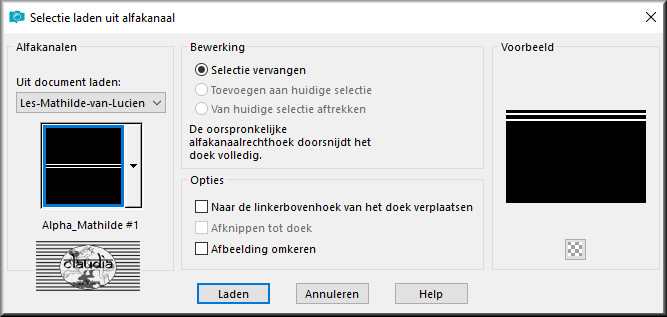 Selecties - Selectie laden/opslaan - Selectie laden uit alfakanaal : Alpha_Mathilde #1