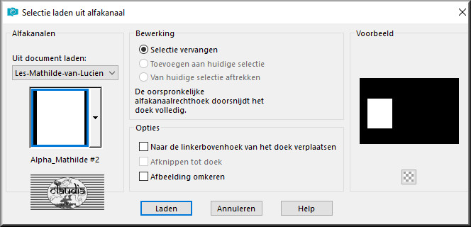 Selecties - Selectie laden/opslaan - Selectie laden uit alfkanaal : Alpha_Mathilde #2