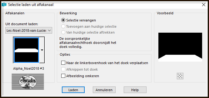 Selecties - Selectie laden/opslaan - Selectie laden uit alfakanaal : Alpha_Noel2018 #3