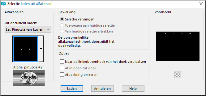 Selecties - Selectie laden/opslaan - Selectie laden uit alfakanaal : Alpha_pinuccia #2