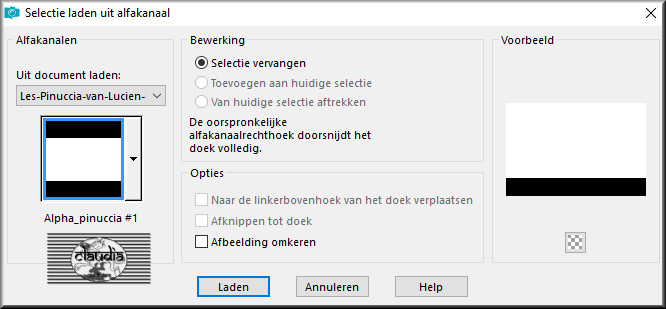 Selecties - Selectie laden/opslaan - Selectie laden uit alfakanaal : Alpha_pinuccia #1