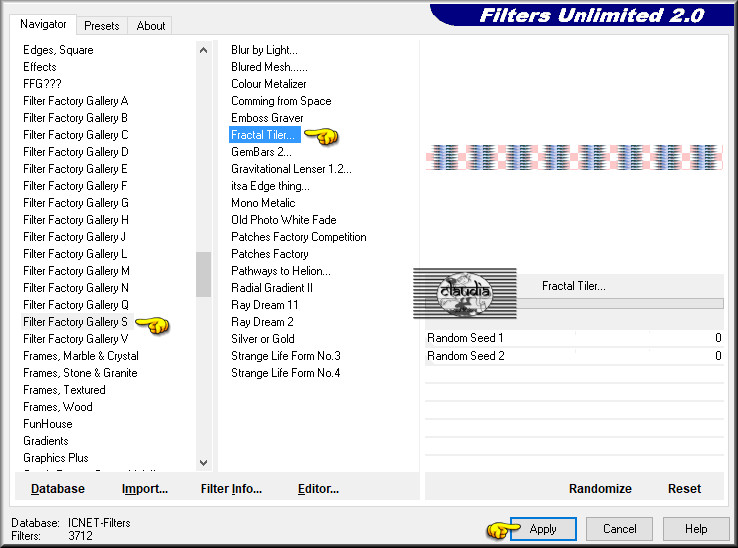 Effecten - Insteekfilters - <I.C.NET Software> - Filters Unlimited 2.0 - Filter Factory Gallery S - Fractal Tiler