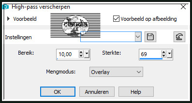 Aanpassen - Scherpte - High-pass verscherpen