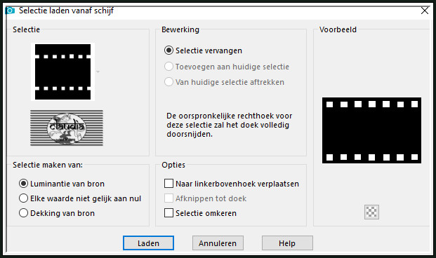 Selecties - Selectie laden/opslaan - Selectie laden vanaf schijf : mai2_lulu