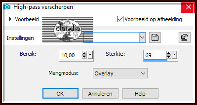 Aanpassen - Scherpte - High-pass verscherpen :