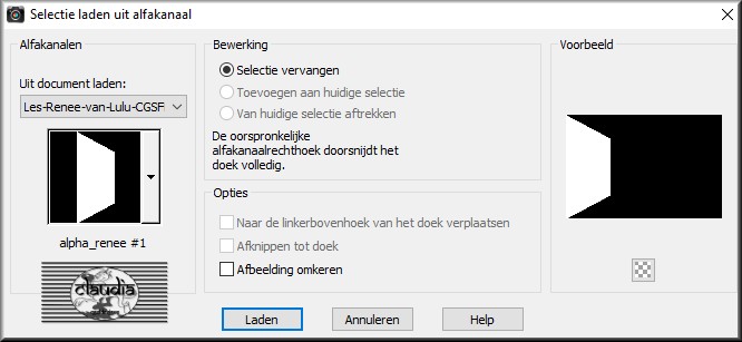 Selecties - Selectie laden/opslaan - Selectie laden uit alfakanaal : alpha_renee #1