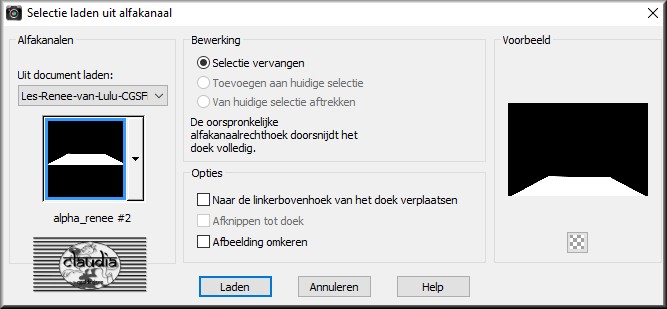 Selecties - Selectie laden/opslaan - Selectie laden uit alfakanaal : alpha_renee #2