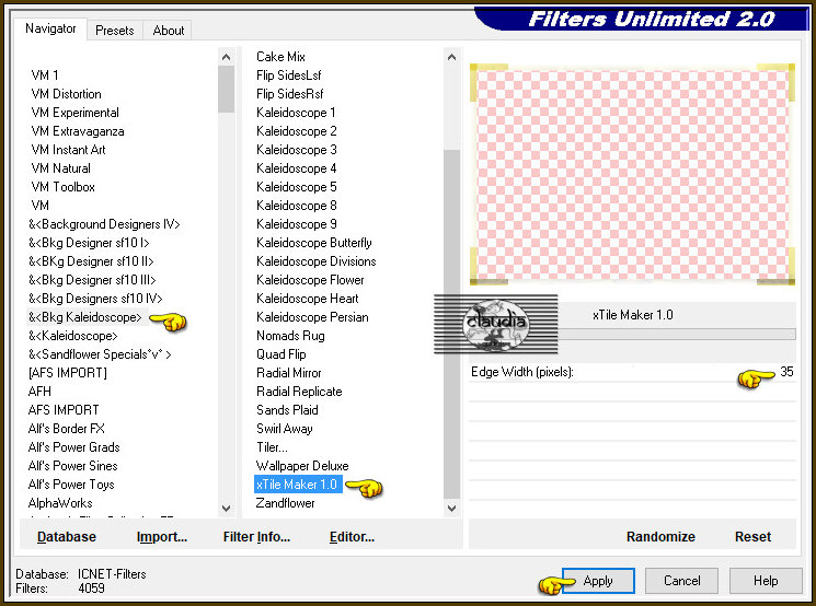 Effecten - Insteekfilters - <I.C.NET Software> - Filters Unlimited 2.0 - &<Bkg Kaleidoscope> - xTile Maker 1.0