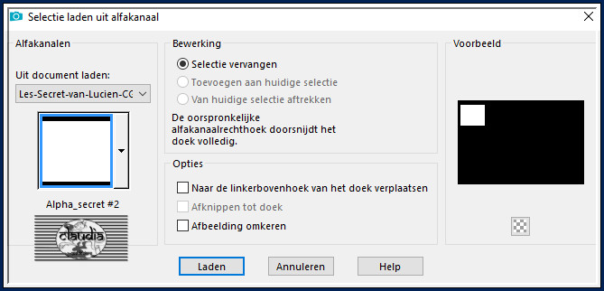 Selecties - Selectie laden/opslaan - Selectie laden uit alfkanaal : Alpha_secret #2