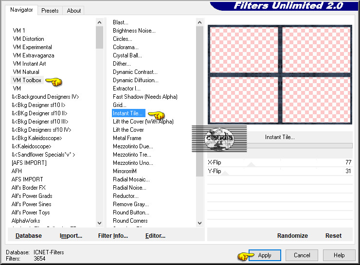 Effecten - Insteekfilters - <I.C.NET Software> - Filters Unlimited 2.0 - VM Toolbox - Instant Tile