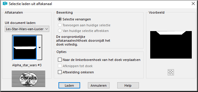 Selecties - Selectie laden/opslaan - Selectie laden uit alfakanaal : Alpha_star_wars #3
