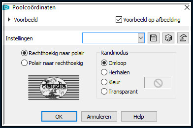 Effecten - Vervormingseffecten - Poolcoördinaten :