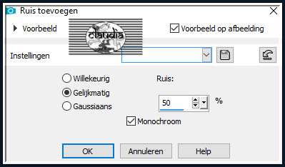 Aanpassen - Ruis toevoegen/verwijderen - Ruis toevoegen : (= Grofkorreligheid)