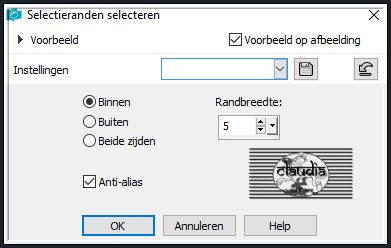 Selecties - Wijzigen - Selectieranden selecteren