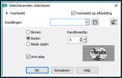 Selecties - Wijzigen - Selectieranden selecteren