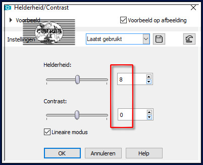 Aanpassen - Helderheid en contrast - Helderheid/Contrast :