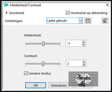 Aanpassen - Helderheid en contrast - Helderheid/contrast