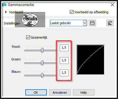 Druk op de sneltoetsen "Shift + G" (= Gammacorrectie ) : 