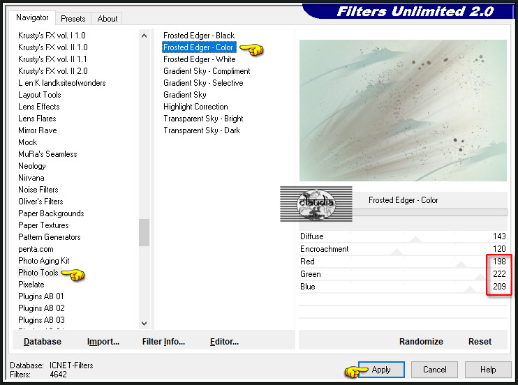 Effecten - Insteekfilters - <I.C.NET Software> - Filters Unlimited 2.0 - Photo Tools - Frosted Edger - Color :