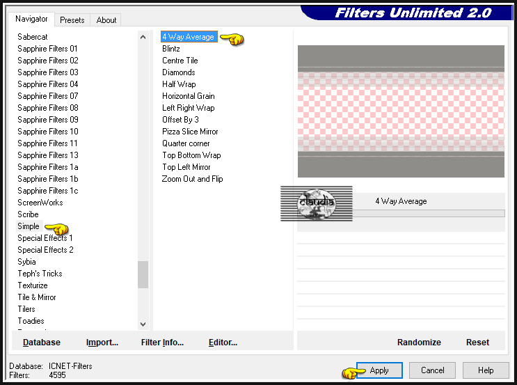 Effecten - Insteekfilters - <I.C.NET Software> - Filters Unlimited 2.0 - Simple - 4 Way Average