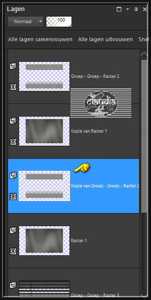 Lagen - Schikken - 2 x Omlaag schikken tot onder de laag "Kopie van Raster 1" 