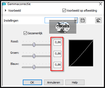 Druk op de Sneltoetsen Shift + G (= Gammacorrectie)