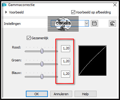 Druk op de Sneltoetsen Shift + G (= Gammacorrectie)