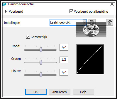 Druk op de sneltoetsen "Shift + G" (= Gammacorrectie )