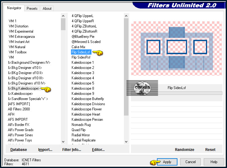 Effecten - Insteekfilters - <I.C.NET Software> - Filters Unlimited 2.0 - &<Bkg Kaleidoscope> - Flip SideslsF