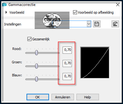 Druk op de sneltoetsen "Shift + G" (= Gammacorrectie )