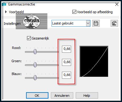 Druk op de sneltoetsen "Shift + G" (= Gammacorrectie )