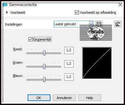 Druk op de sneltoetsen "Shift + G" (= Gammacorrectie )