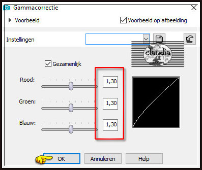 Druk op de sneltoetsen "Shift + G" (= Gammacorrectie )