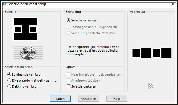 Selecties - Selectie laden/opslaan - Selectie laden vanaf schijf : selection05poser