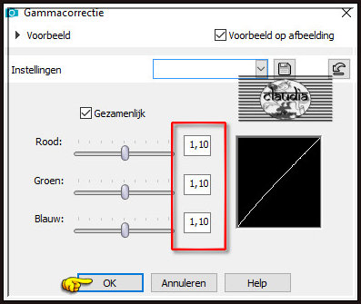 Druk op de sneltoetsen "Shift + G" (= Gammacorrectie )