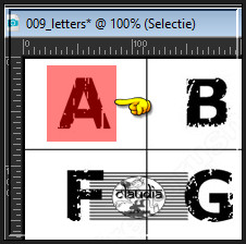 Schuif het rode selectiekader naar de letter A