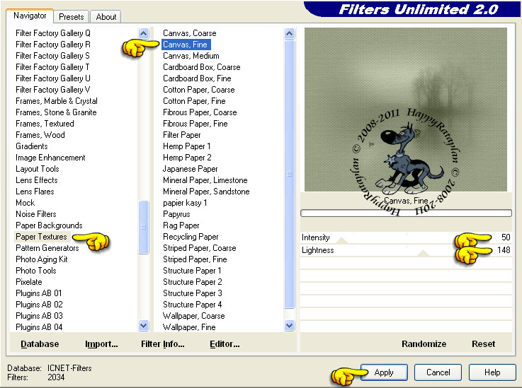 Instellingen filter Filters Unlimited 2.0