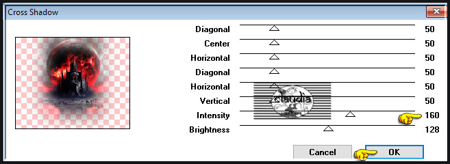 Effecten - Insteekfilters - Graphics Plus - Cross Shadow :