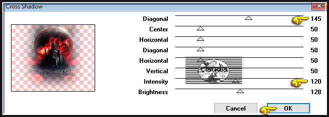 Effecten - Insteekfilters - Graphics Plus - Cross Shadow :