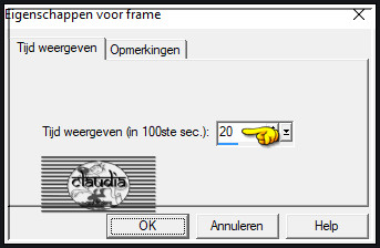 Animatie - Eigenschappen voor frame :