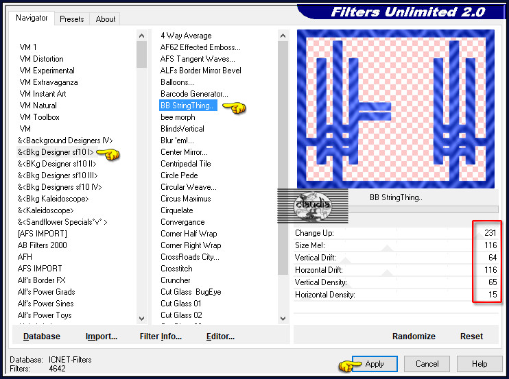 Effecten - Insteekfilters - <I.C.NET Software> - Filters Unlimited 2.0 - &<Bkg Designer sf10 I> - BB String Thing... :